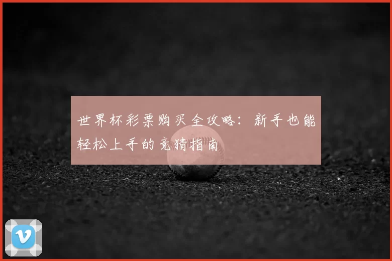 世界杯彩票购买全攻略:新手也能轻松上手的竞猜指南